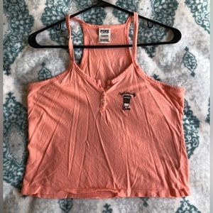Victoria’s Secret PINK embroidered “Fashionably Latte” sleep pajama tank top